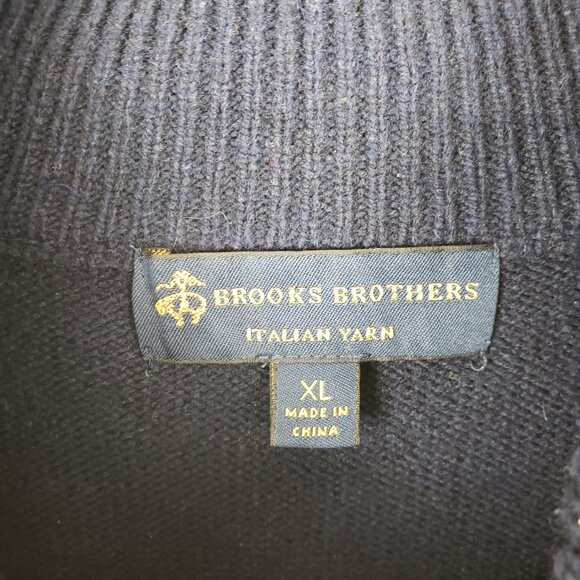 Brooks Brothers Merino Wool Blend Quarter Zip Sweater Blue Houndstooth Mens XL - Picture 4 of 5